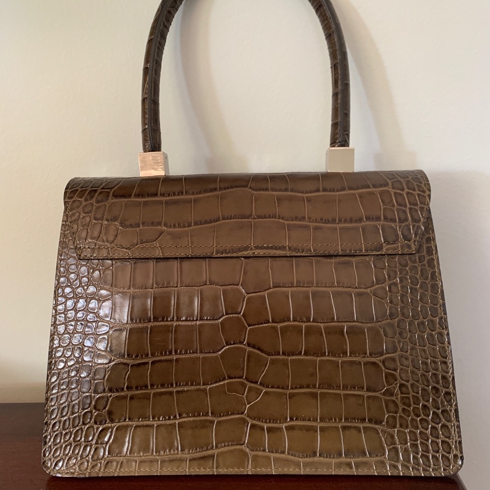 NWT Valentino Melanie Croco Bag Genuine Leather Olive Brown - Picture 3 of 4